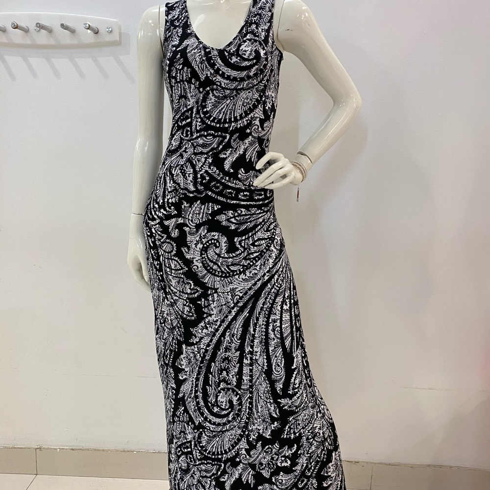 Cache long dress XS black / white print